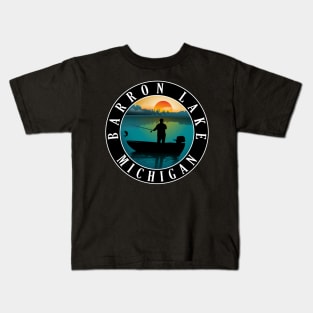Barron Lake Fishing Michigan Sunset Kids T-Shirt